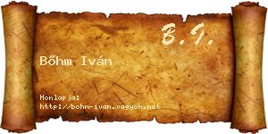 Bőhm Iván névjegykártya